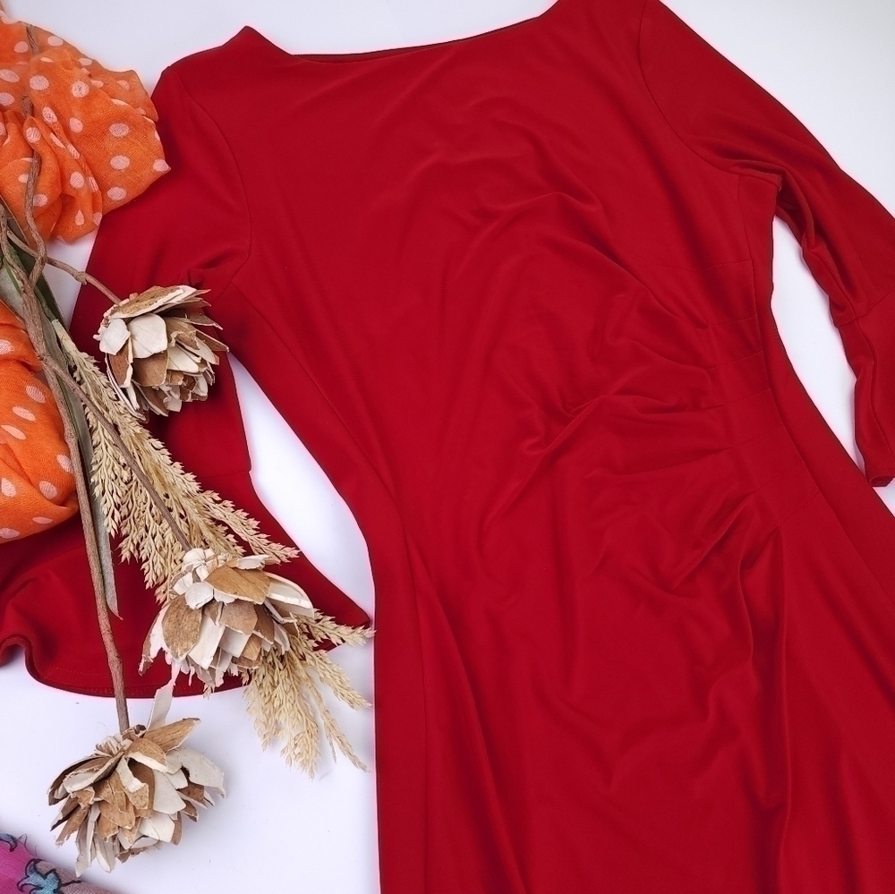 Ann Klein Red Dress Sz 6 - Picture 13 of 14